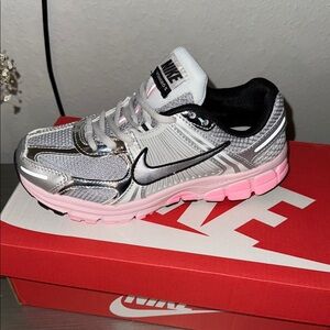 Nike Metallic Silver and Soft Pink Running Shoes